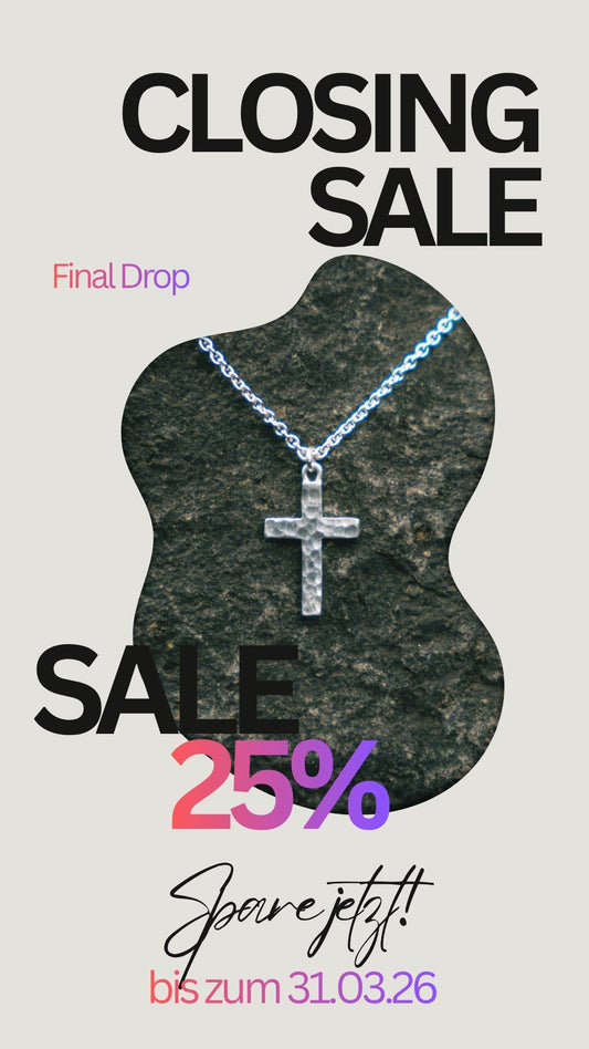 Silberne Kreuzkette - gehämmert